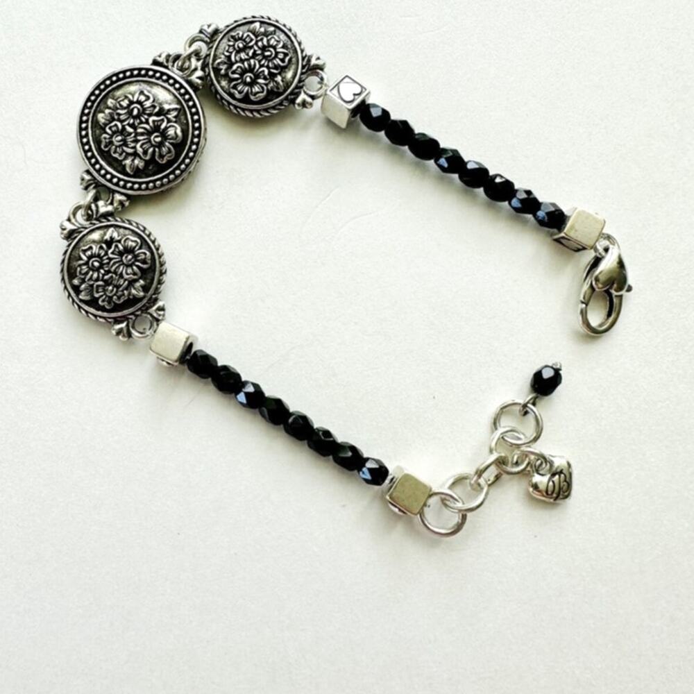 Brighton "1910 Jet Set" Black Bead Reversible Bracelet Preowned - Picture 4 of 4